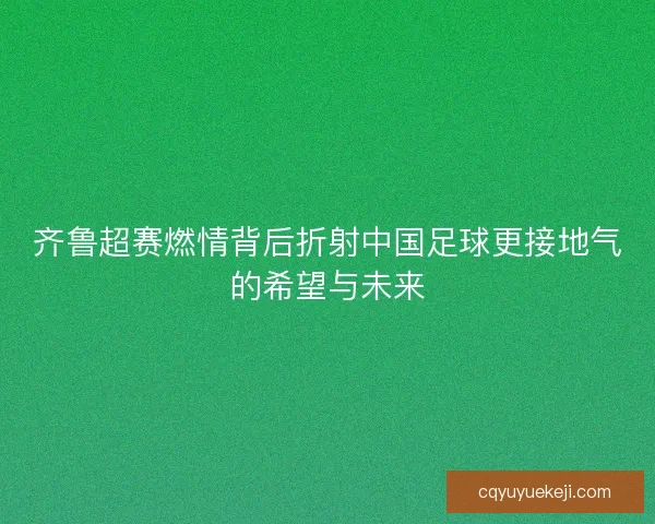 齐鲁超赛燃情背后折射中国足球更接地气的希望与未来